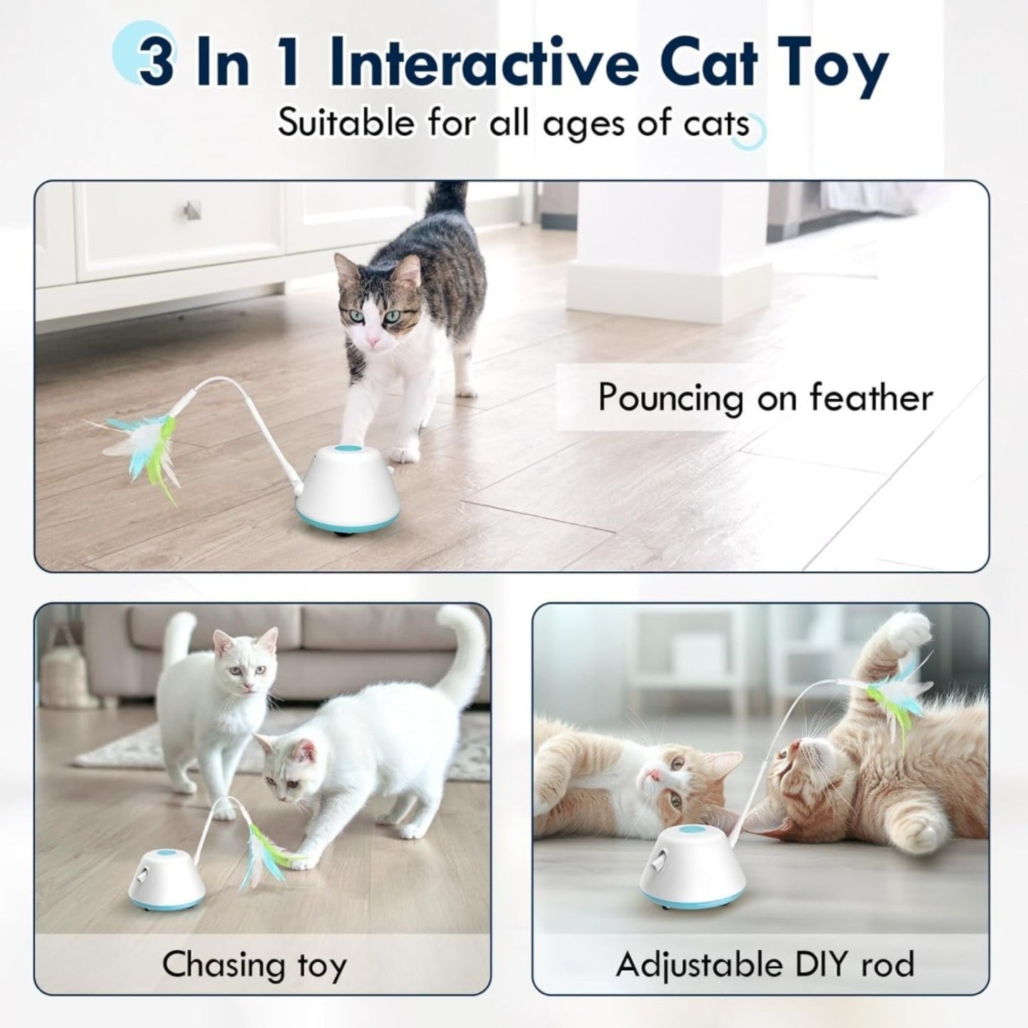 Interactive Cat Wand Toy with Feather Refills - PawGliss - photo 2