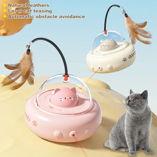 Automatic UFO Cat Toy with Feather Teaser and Bell - PawGliss - photo 1