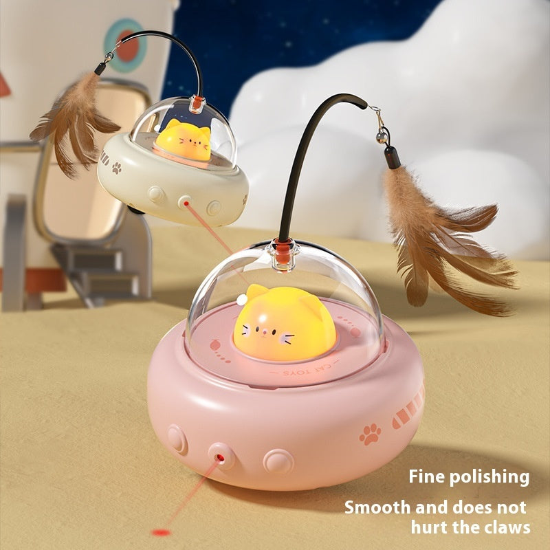 Automatic UFO Cat Toy with Feather Teaser and Bell - PawGliss - photo 6