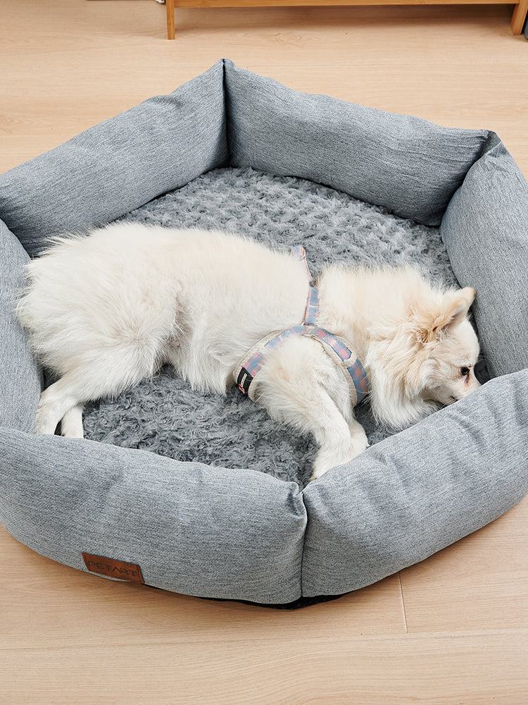 Rose Velvet Calming Dog Bed Hexagonal Sofa - PawGliss - photo 5