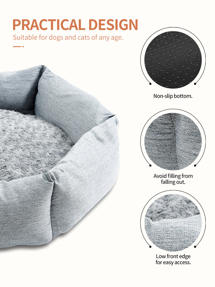 Rose Velvet Calming Dog Bed Hexagonal Sofa - PawGliss - photo 4