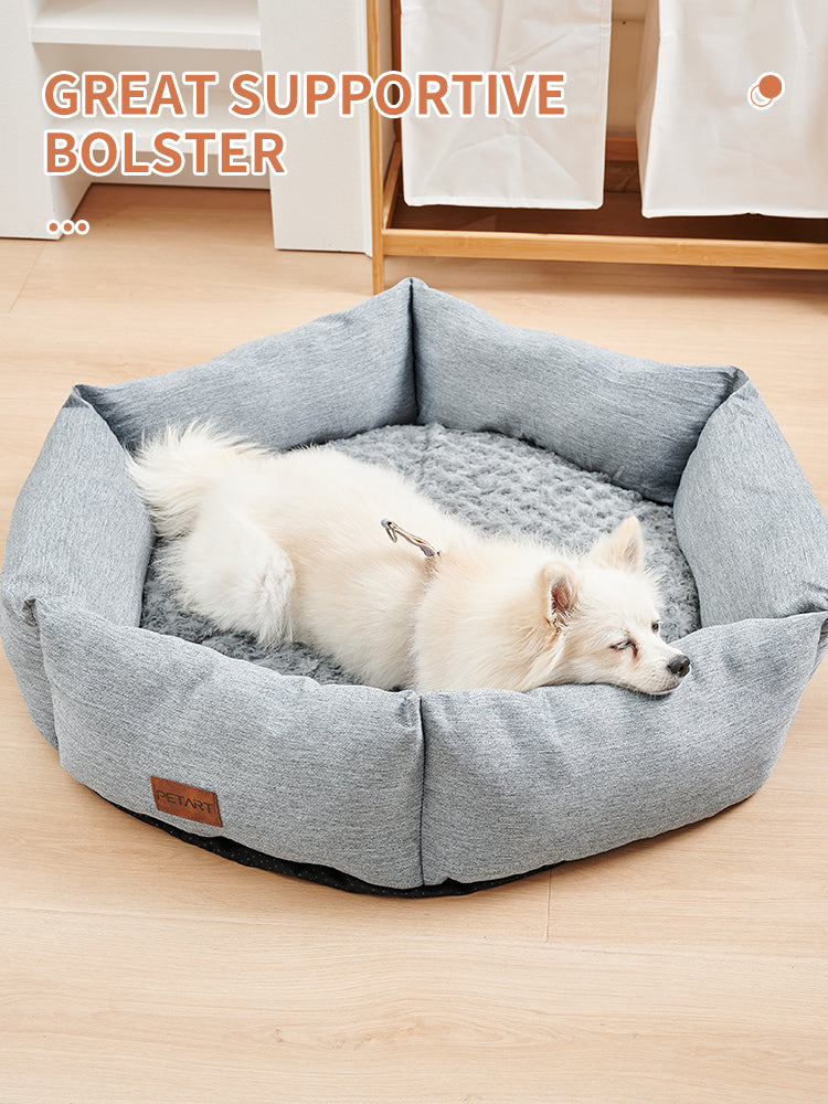 Rose Velvet Calming Dog Bed Hexagonal Sofa - PawGliss - photo 3