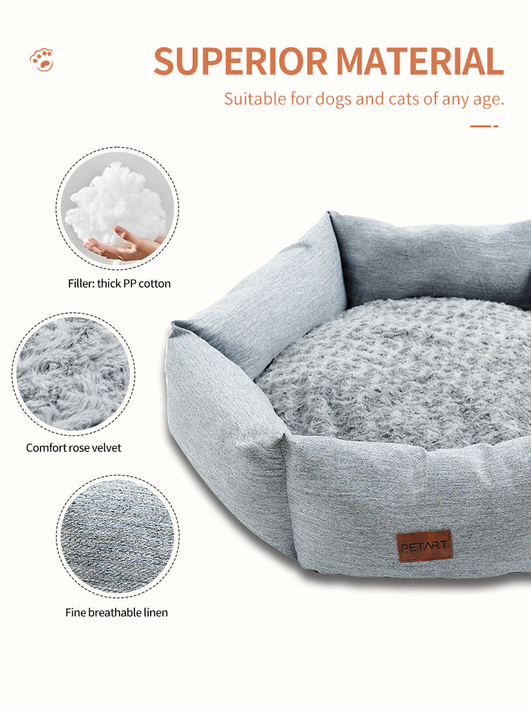 Rose Velvet Calming Dog Bed Hexagonal Sofa - PawGliss - photo 7