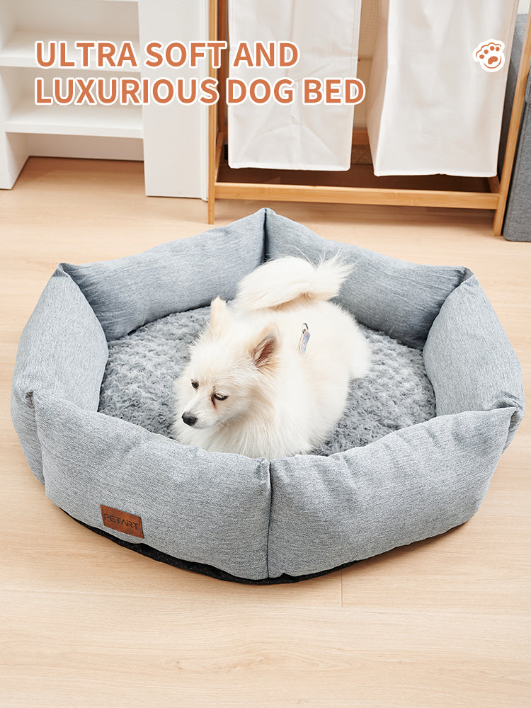 Rose Velvet Calming Dog Bed Hexagonal Sofa - PawGliss - photo 2