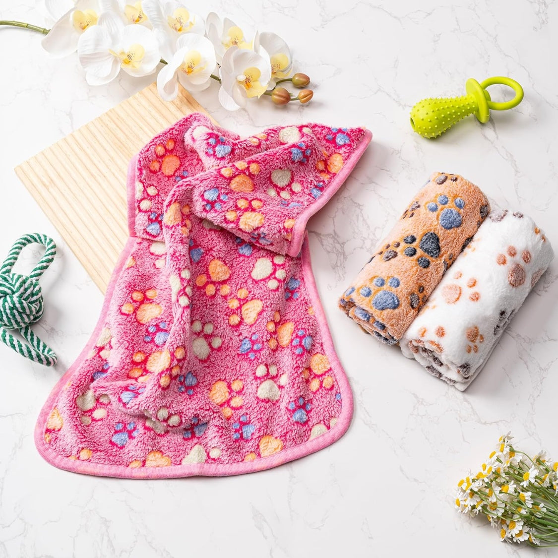 Fleece Pet Blanket Set 3 Pack Soft Flannel Throw - PawGliss - photo 5