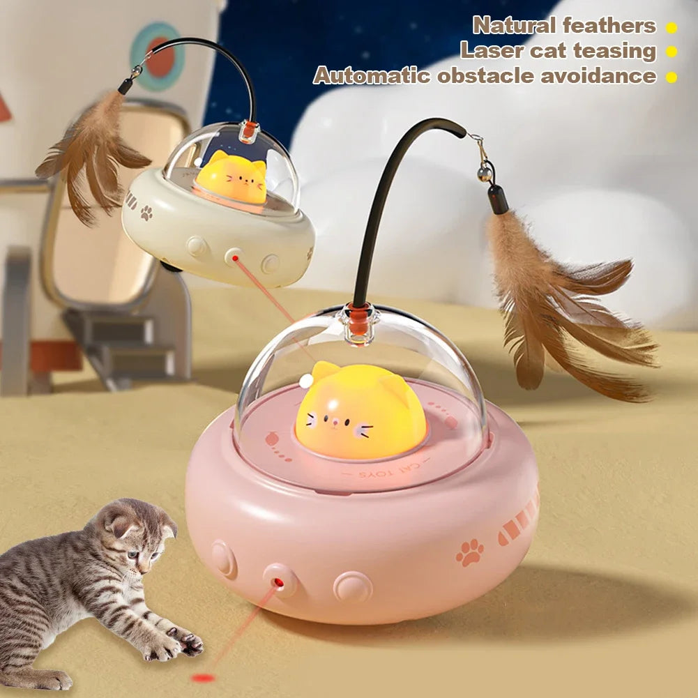 Automatic UFO Cat Toy with Feather Teaser and Bell - PawGliss - photo 5