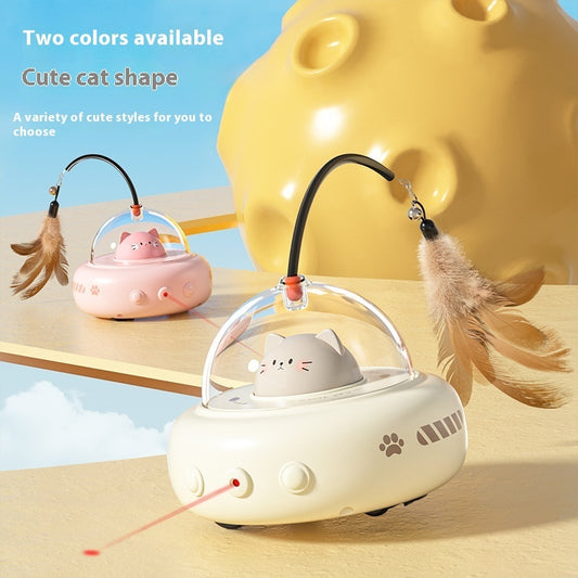 Automatic UFO Cat Toy with Feather Teaser and Bell - PawGliss - photo 2