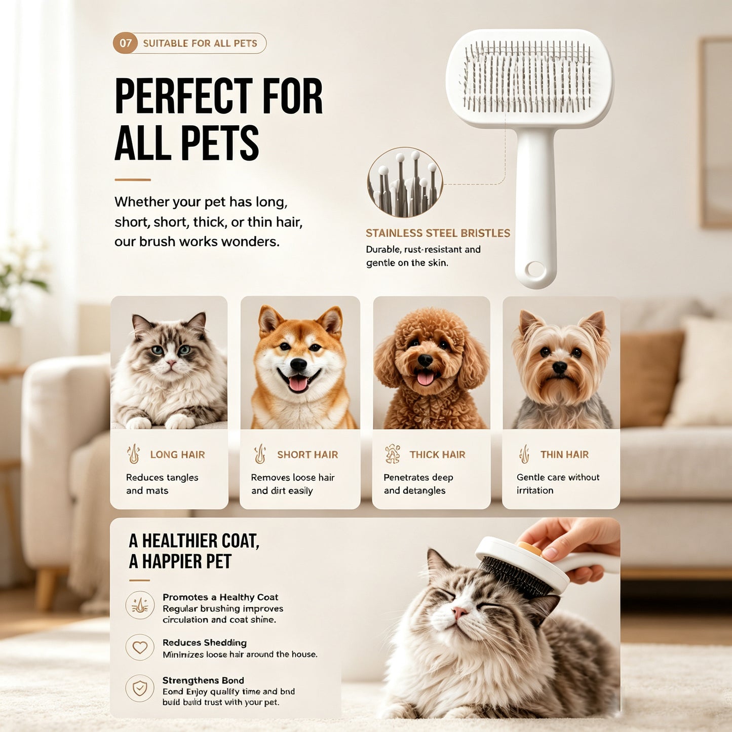Self Cleaning Deshedding Slicker Brush for Dogs and Cats - PawGliss - photo 5