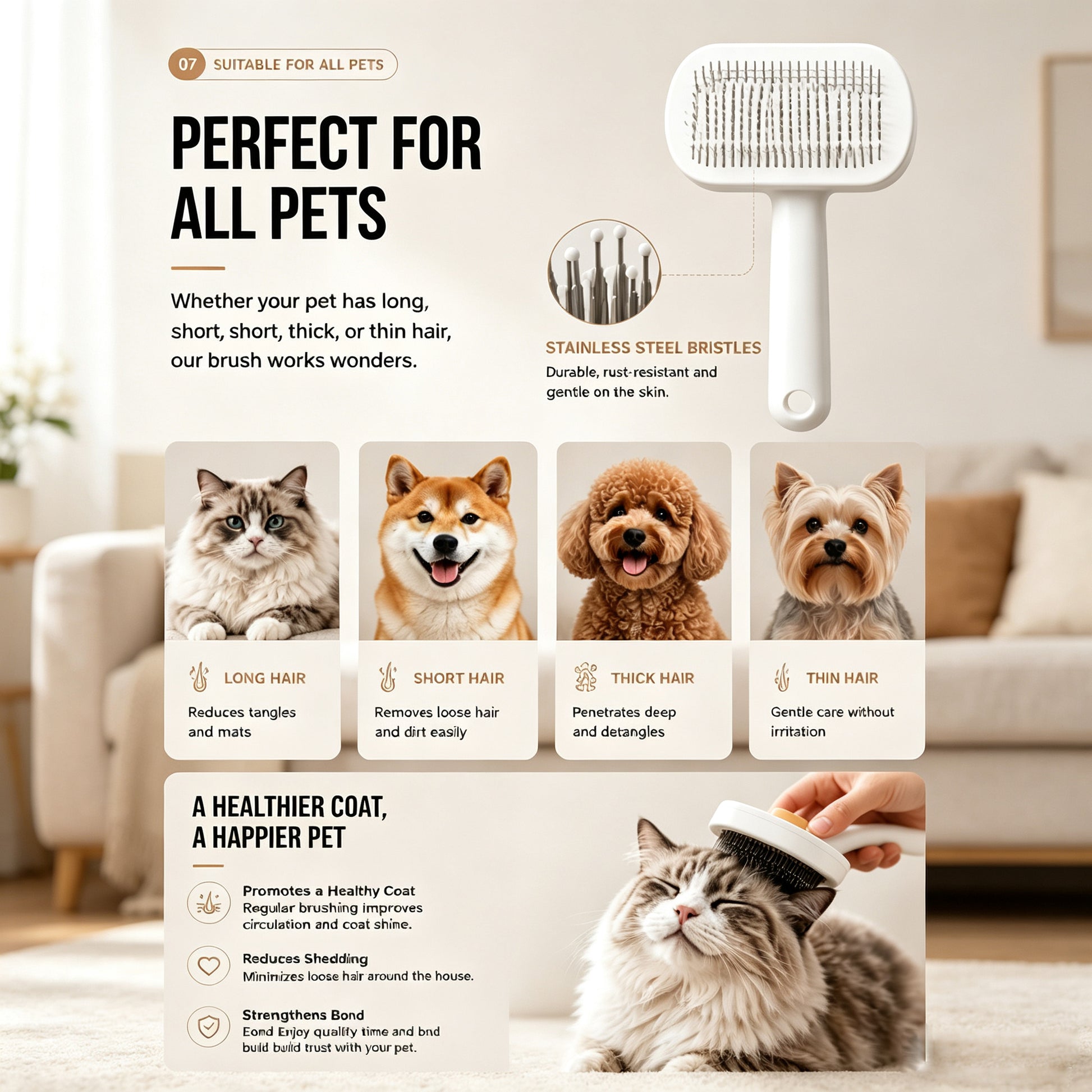 Self Cleaning Deshedding Slicker Brush for Dogs and Cats - PawGliss - photo 5