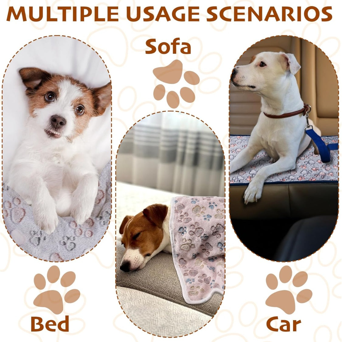 Fleece Pet Blanket Set 3 Pack Soft Flannel Throw - PawGliss - photo 2